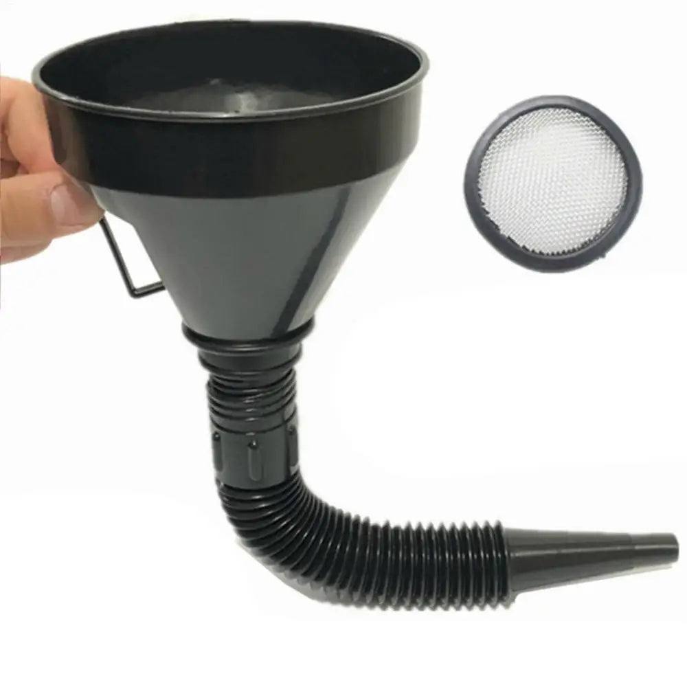 Flexible Spout Oil Funnel with Filter - Black